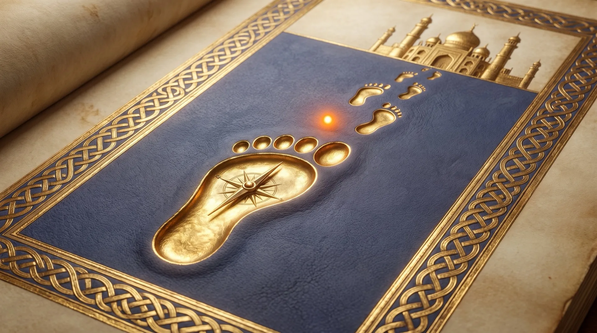 بصمةُ قدمٍ وبوصلةٌ تشيران نحو الأفق.